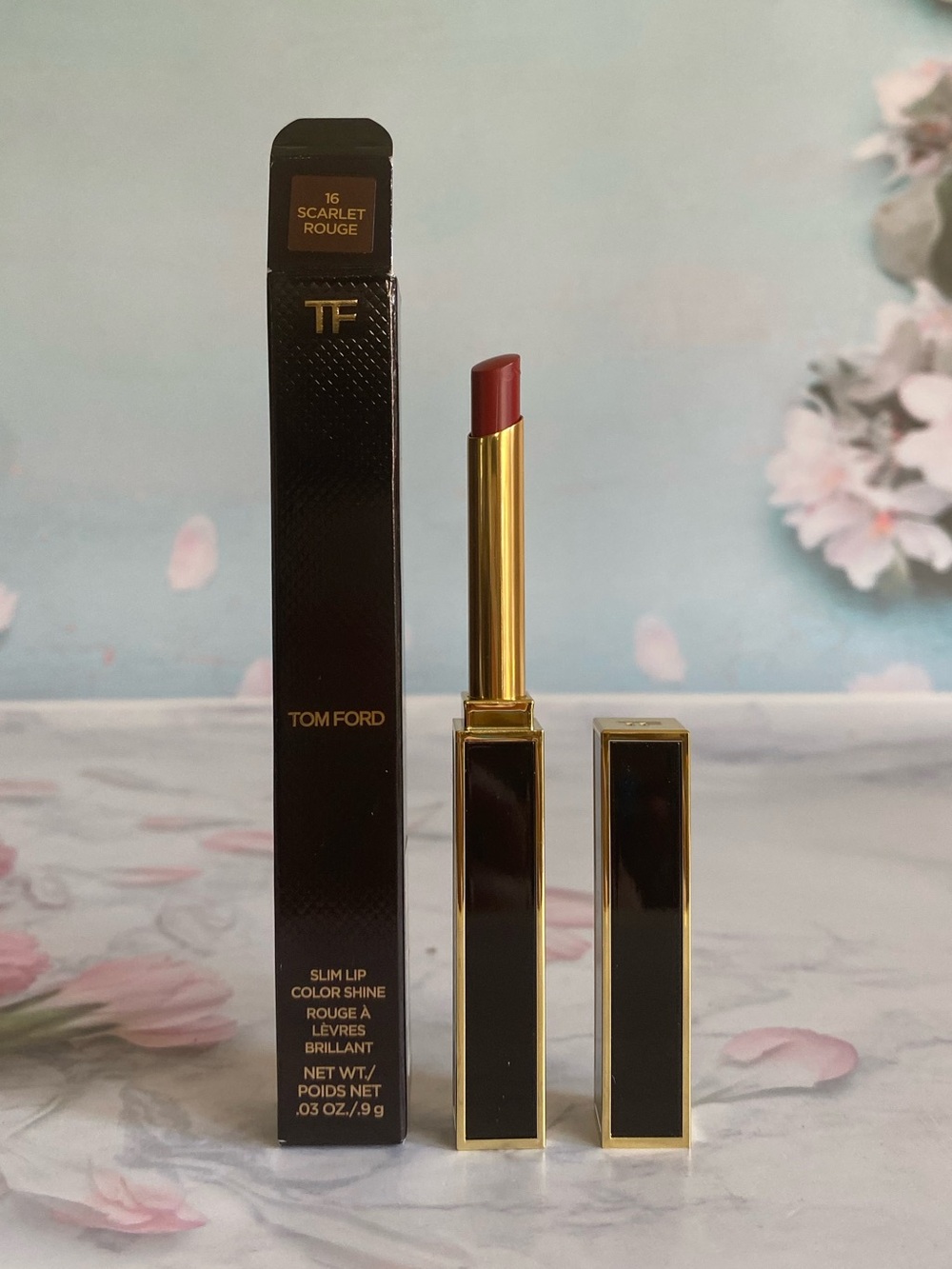 Tom Ford Slim Lip Color Shine 16 SCARLET ROUGE - Size 0.03 Oz. / 0.9 g NIB